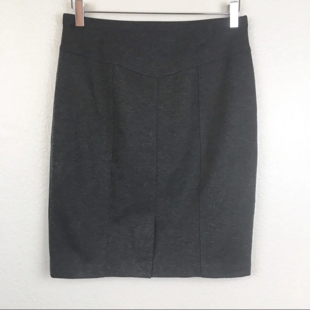 Ellen Tracy Ponte Knit Charcoal Sweater Midi Knee-Length Stretchy Pencil Skirt